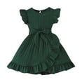 thumbnail image 1 of Toddler Girls Knit Dress Kids Ruffles Sleeveless Casual Dresses Little Girls Summer Beach Vacation Sundress 4-7Y, 1 of 6