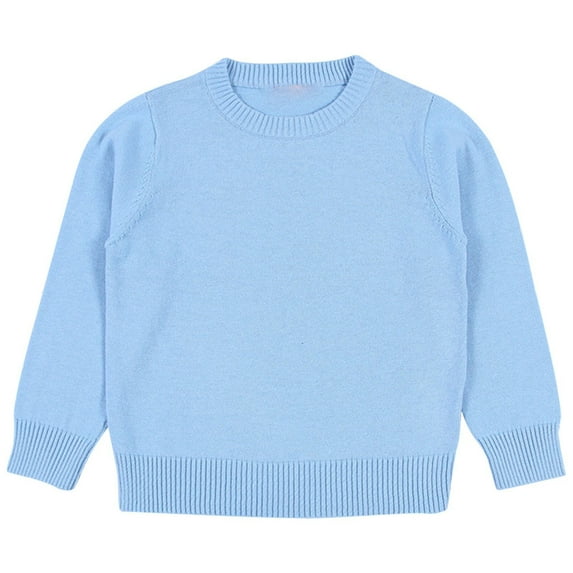 Toddler Girls Knit Pullover Top Solid Color Basic Sweater Kids Crewneck Casual Sweaters