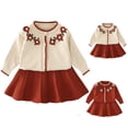 thumbnail image 1 of Toddler Girls Knit Sweater & Skirt Set, Flower Cardigan Two-Piece Outfit, Sweet Cute Casual Wear | CSEONE, 1 of 6