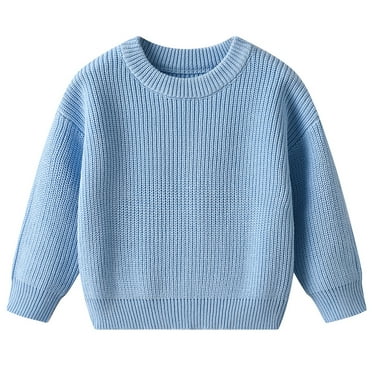 Toddler Girls Knit Sweater Winter Warm Soft Pullover Top Kids Casual Clothing Blue Size 4-5T