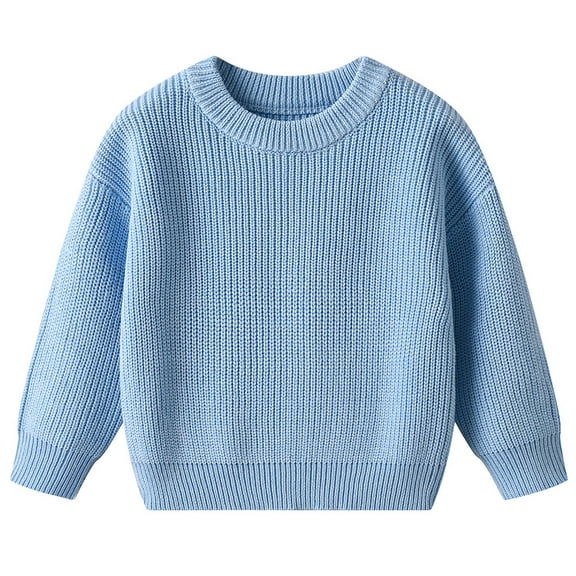 Toddler Girls Knit Sweater Winter Warm Soft Pullover Top Kids Casual Clothing Blue Size 4-5T