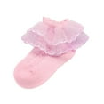 thumbnail image 1 of Toddler Girls Lace Ankle Socks Frilly Dress Socks Cute Ruffle Comfortable Frilly Ankle Socks Cotton Double Lace Socks Princess Style Ankle Socks for New Years Gifts Size 7-8, 1 of 3