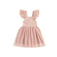 thumbnail image 1 of Toddler Girls Lace Dress Square-Neck Ruffle Sleeve Hollow Out Summer Birthday Dress, 1 of 8