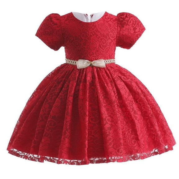 Toddler Girls Lace Flower Wedding Dress Vintege Floral Christening Baptism Gown