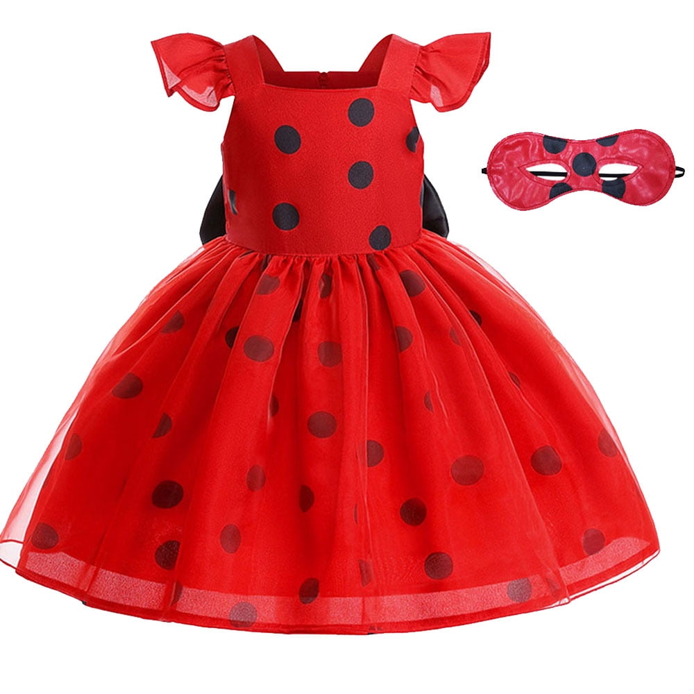 Toddler Girls Ladybug Cosplay Dress Ladybird Polka Dots Dress Halloween