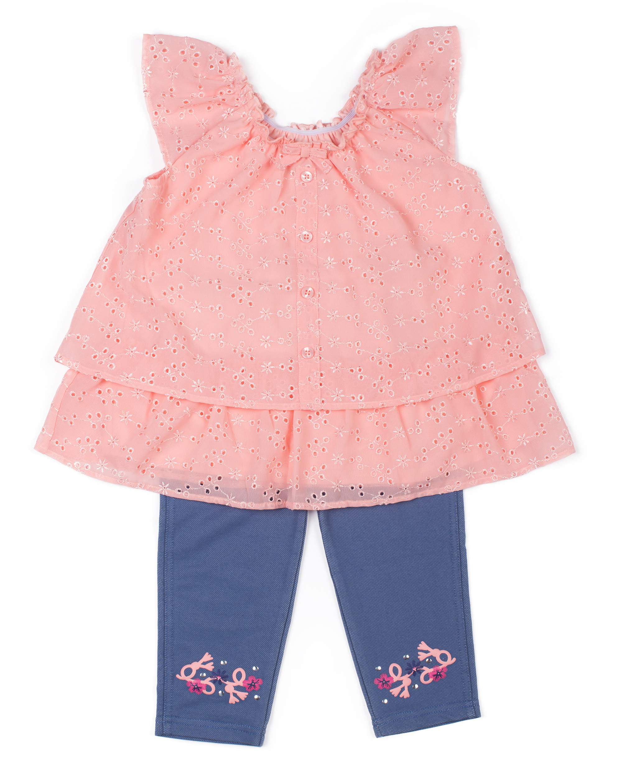 Toddler Girls' Layered Lace Top & Jeggings, 2pc Outfit Set - Walmart.com