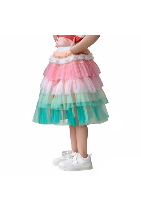 Toddler Girls Layered Tutu Skirt Sparkling Kids Dance Party Patchwork Ruffles Tiered Skirt Ballet Skirts Skirts for Little Girls 2-3 Years