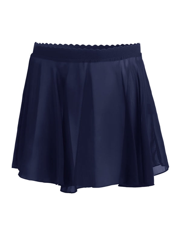 Toddler Girls Layered Tutus Skirt Girls Dance Skirt Elastic Waisted Chiffon Wrap Mini Skirts Loose Flowy Ballet Skirts for Teen Girls Navy 12-13Y