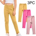 thumbnail image 1 of Toddler Girls Leggings 3 Pack Soft Cotton Casual Stretch High Waist Kids Dance Pants Multicolor 4 T, 1 of 8