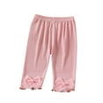 thumbnail image 1 of Toddler Girls Leggings Elastic Waist Solid Color Capri Pants Summer Casual Comfy Clothes With Lace Bow (1 Years, Pink), 1 of 3