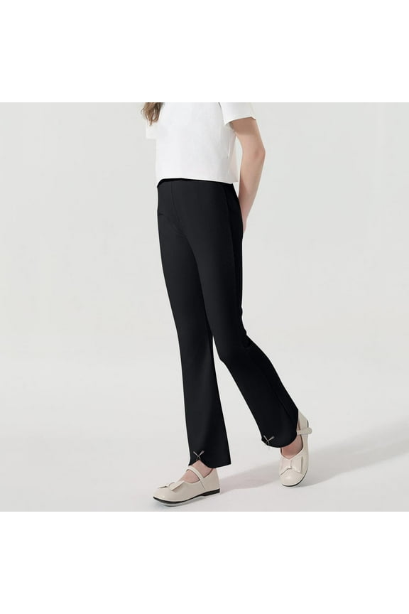 Toddler Girls Leggings Long Pants Solid Color Flared Pants Outerwear Children Girl's Elastic Waist Pants