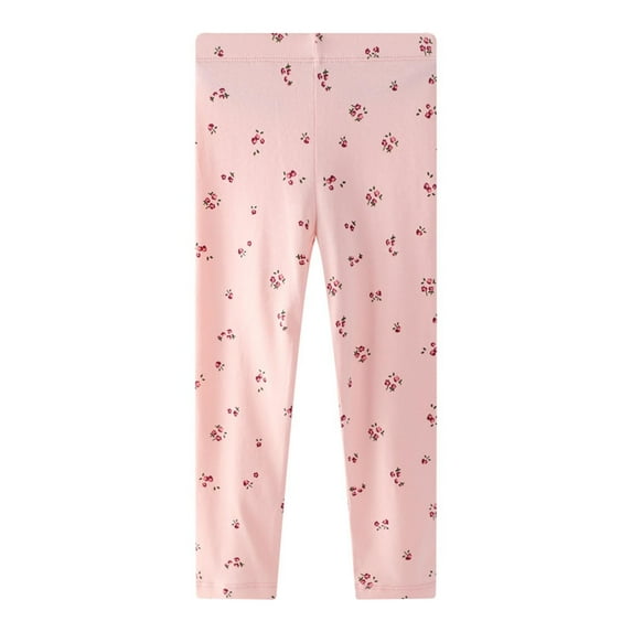 Toddler Girls Leggings Pants Floral Print Casual Stretchable Soft Breathable Elastic Waistband Clothing Pink Size 4-5T