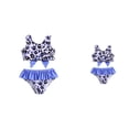 thumbnail image 1 of Toddler Girls Leopard Print Bowknot Ruffled Two-Piece Swimsuit Bikini, 3-7T Sleeveless Summer Bathing Suit, 1 of 6