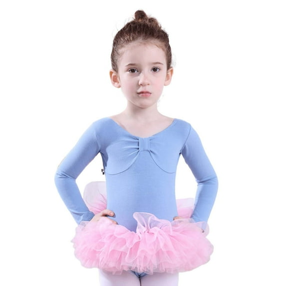 Toddler Girls' Leotards Long Sleeve Glitter Dance Ballet Tutu Dresses Ballerina Size 4-5T