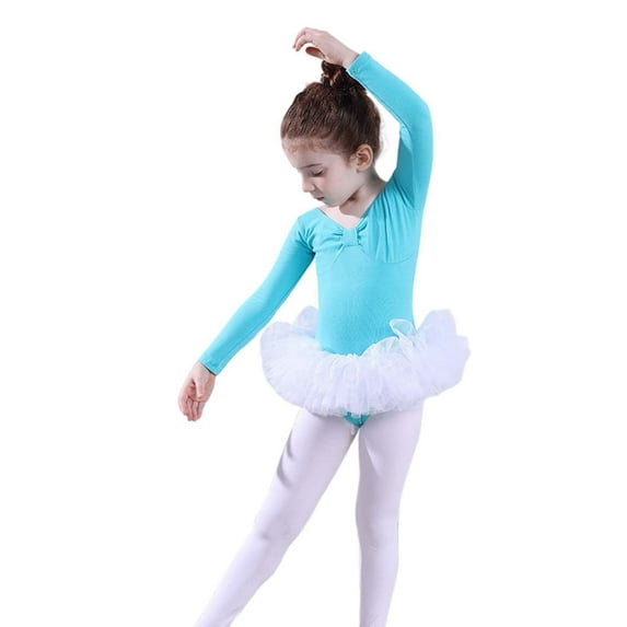 Toddler Girls' Leotards Long Sleeve Glitter Dance Ballet Tutu Dresses Ballerina Size 4-5T