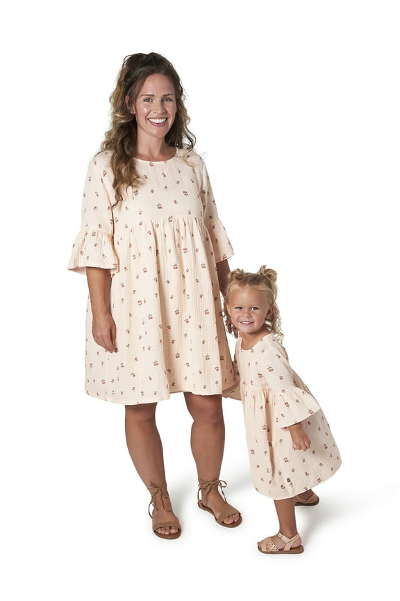 Toddler Girls Light Pink Daisies Gauze Dress