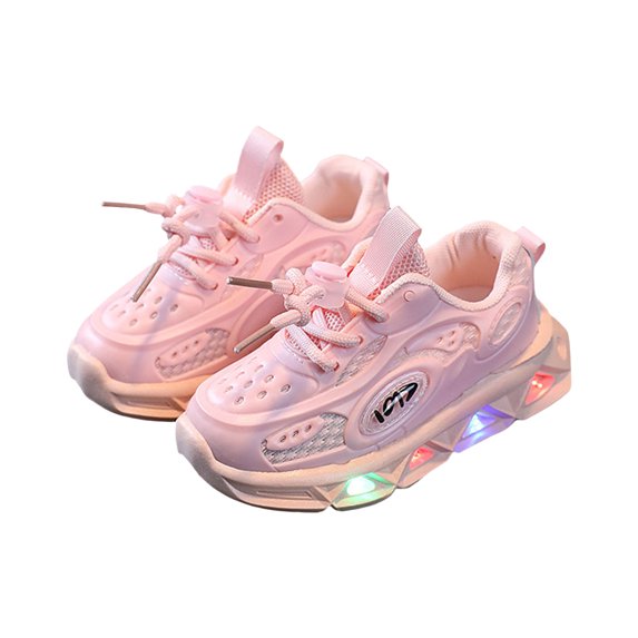 Toddler Girls Light Up Slip on Sneakers Mesh Non Slip Tennis Shoes Close Toe Breathable Walking Shoes