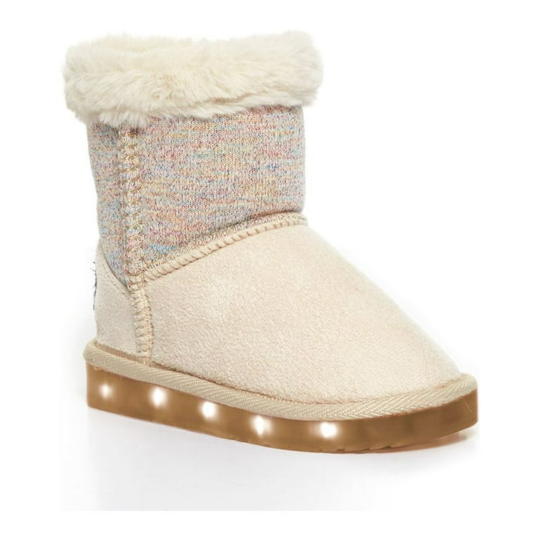 Toddler Girls Light Up Winter Boots Beige 12