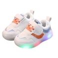 thumbnail image 1 of Toddler Girls Light up Shoes Color Block Casual Flat Shoes Outdoor Antislip Lace up Sneakers with Hook and Loop Orange 5 Toddler, 1 of 6