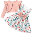 thumbnail image 1 of Aideaone Toddler Girls Dress Sleeveless Floral with Ruffle Cardigan 2 Piece Outfit Set 2-6T, 1 of 7