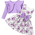 thumbnail image 1 of Aideaone Toddler Girls Dress Sleeveless Floral with Ruffle Cardigan 2 Piece Outfit Set 2-6T, 1 of 7