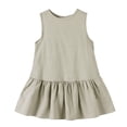 thumbnail image 1 of Toddler Girls Linen Sleeveless Dress A-Line Ruffle Hem Summer Outfits, Size 3-4Y, 1 of 7