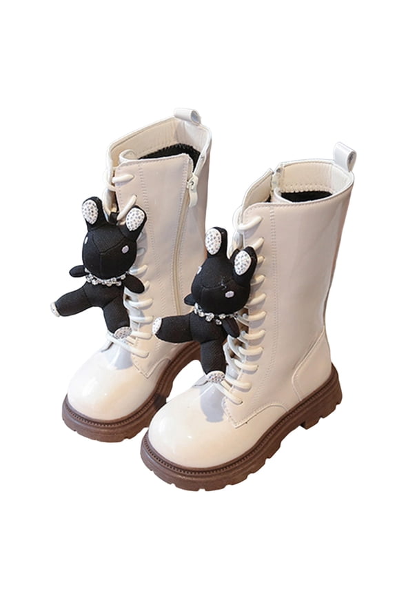 Toddler Girls Long Boots Fashion Mid Calf Boots Rabbit Winter Footwear Kids