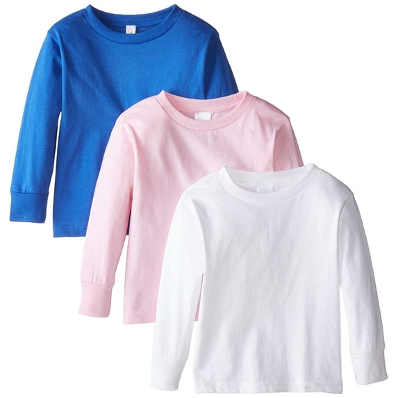 Toddler Girls Long Sleeve Basic T-Shirt, 3-Pack