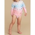 thumbnail image 1 of Toddler Girls Long Sleeve Bathing Suit Crew Neck Zipper Swimwear Gradient Color Swimsuit, 1 of 6