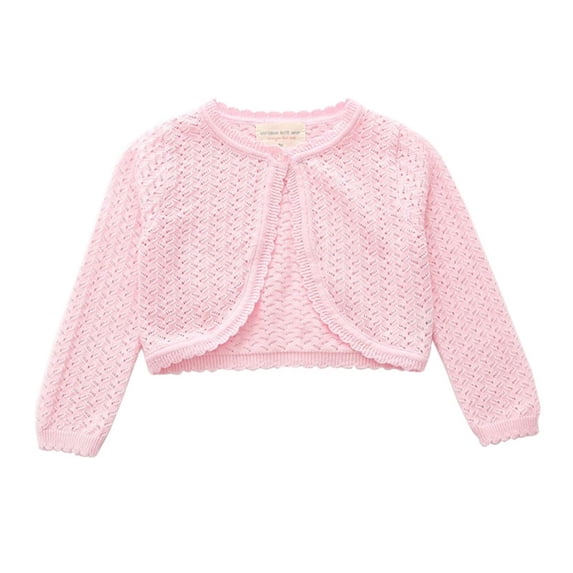 Toddler Girls Long Sleeve Cardigan Sweater Kids Cute Button Down Knit Shrug Cropped Tops 1-7 Years