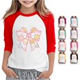 thumbnail image 1 of Toddler Girls' Long Sleeve Crew Neck Tee T-Shirt Easter Fashion Rabbit Printed T-Shirt Size 3-4T , Red, 1 of 4