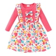 thumbnail image 1 of Toddler Girls Long Sleeve Dresses Casual Splicing Love Bowknot Dress for Baby Girls Kids Birthday Party Dresses 1-6 Years, 1 of 7