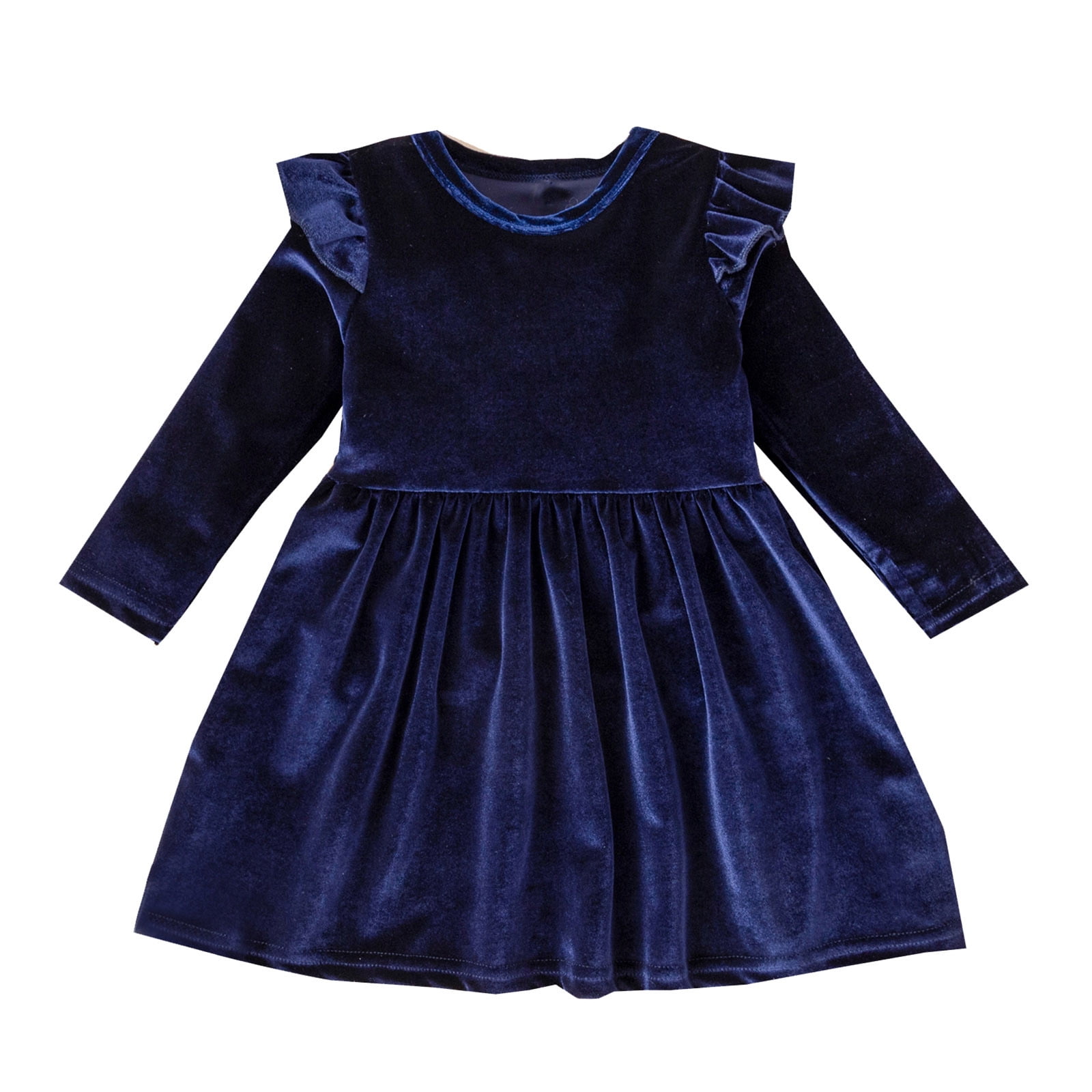 Toddler Girls Long Sleeve Dresses Solid Princess Dress Clothes Light ...