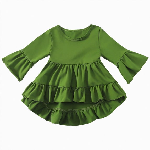 Toddler Girls Long Sleeve Ruffle Tiered Tunic Top for Girls 12 24 Months 2T 3T 4T 5T 6T Crewneck Flared Hem Shirts Girls Tops