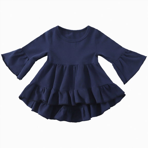 Toddler Girls Long Sleeve Ruffle Tiered Tunic Top for Girls 12 24 Months 2T 3T 4T 5T 6T Crewneck Flared Hem Shirts Girls Tops