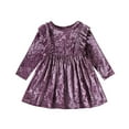 thumbnail image 1 of Toddler Girls Long Sleeve Ruffles Dresses Solid Princess Dress Clothes 9-12 Months, 1 of 8