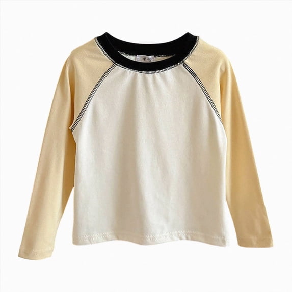 Toddler Girls Long Sleeve Shirts Soft & Cozy Pullover Tee Color Block Shirts for Girls Daily School Cute Tops Girls Shirts Size 12-18 Months