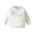 thumbnail image 1 of AOMPMSDX Toddler Girls Long Sleeve Solid Ruffles T Shirt Pullover Tops Clothes Kids Hoodies And Sweatshirts White 12M(9 Months-12 Months), 1 of 6