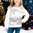 thumbnail image 1 of Toddler Girls Long Sleeve T-Shirts Crewneck Tops Doodle Print Top Festive Holiday Shirt Size 3-4T ,White, 1 of 3