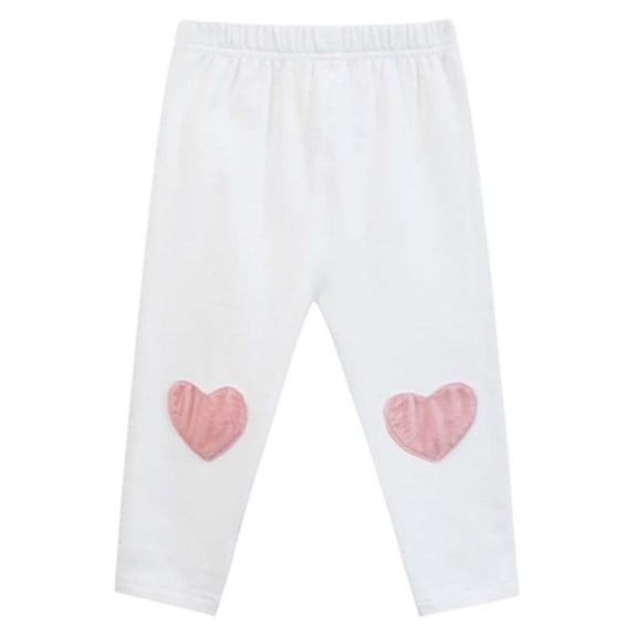 Toddler Girls Love Heart Print Elastic Waist Slim Sports Leggings Soft Stretch Pants for Daily Play School Sizes 0-8Y