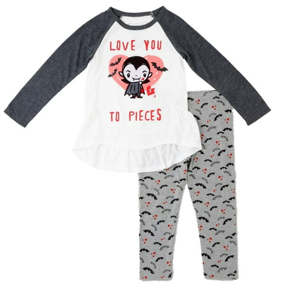 Toddler Girls Love You To Pieces Outfit Vampire Monster T-Shirt & Leggings 2T