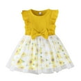 thumbnail image 1 of Toddler Girls Lovely Elegant Dress Sleeveless Sweet Flower Cute Prints Bowknot Ribbed Tulle Princess Trendy Fit Clothes Bodycon Casual Dailywear Comfy Fashion Dresses, 1 of 6