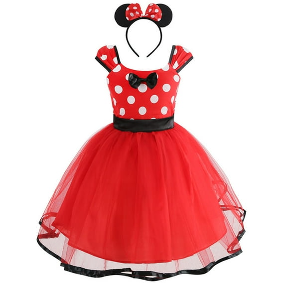 Toddler Girls Minnie Polka Dots Fancy Dress Halloween Costume Birthday Party Outfit