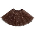 thumbnail image 1 of Toddler Girls Multi Layered Tutu Skirt Sparkling Sequin Mesh Tulle Dance Skirts One Size Fits to 3-9 Years (3-9 Years, Brown), 1 of 5