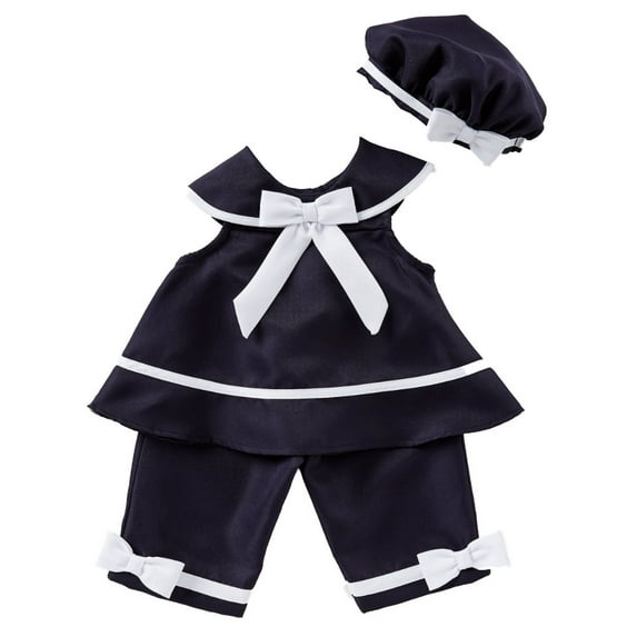 Toddler Girls Navy Blue Sailor Outfit Shirt Pants & Hat Set 2T