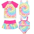 thumbnail image 1 of Toddler Girls One Piece Bathing Suit Bikini Top Rash Guard Skort and Bottom 5 Swimsuit Set Toddler to Big Kid, 1 of 5