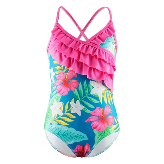 Toddler Girls One Piece Swimsuits Swimming Roleplay Bathing Suit Swimwear Size 3-4T