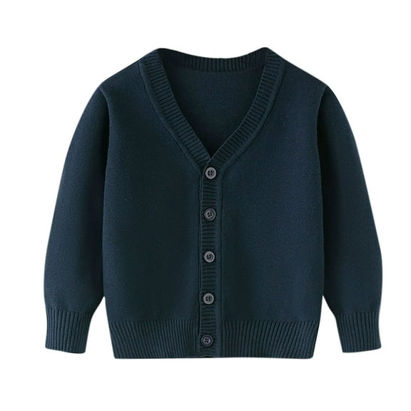 Toddler Girls Open Front Cardigan New Kids Girls Button down Cardigan Sweater Casual Long Sleeve Fall Winter Outerwear Fashion Oversized Knitted Coats Navy 9-10 Years
