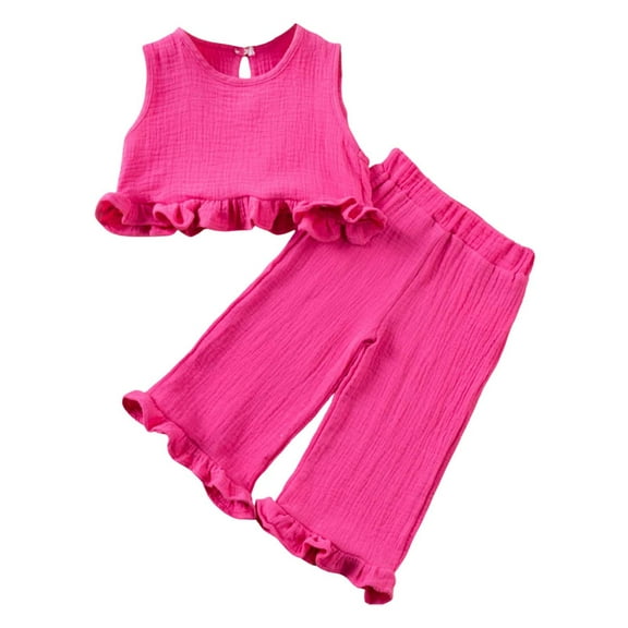 Toddler Girls Outfit Set Solid Color Sleeveless Vest T-Shirt Tops And Shorts Set Summer Casual Beach Outfit Sets,2Piece,3 -4 Years