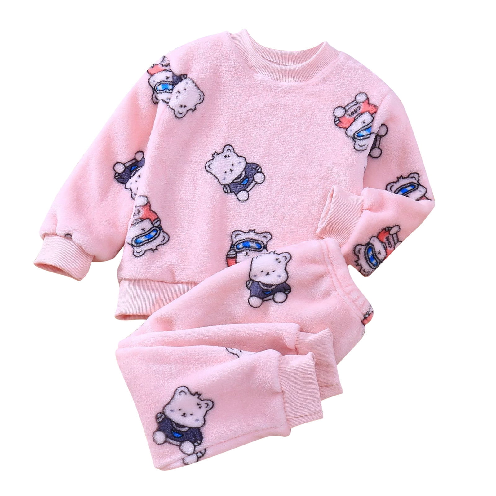 Toddler Girls Outfit Sets 2 Piece Winter Fleece Pajama Warm Flannel ...